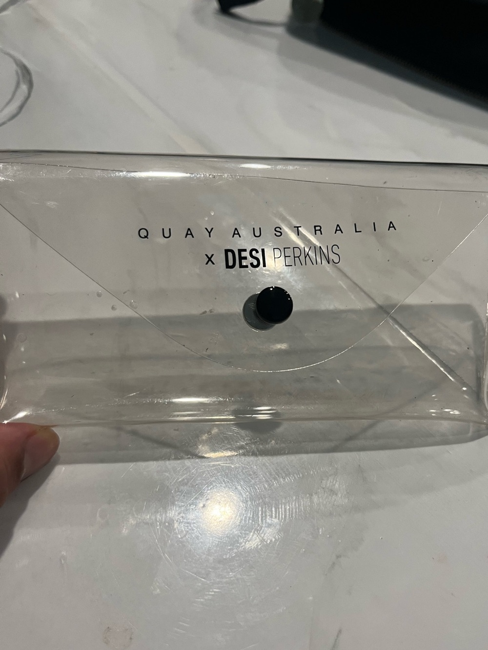 Quay Australia Clear Transparent Sunglasses Case with Black Snap